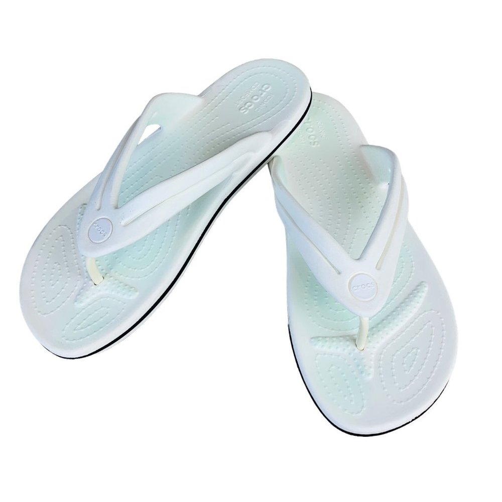 Crocs White Waterproof Flip Flop Crocband Sandals Wom… Gem